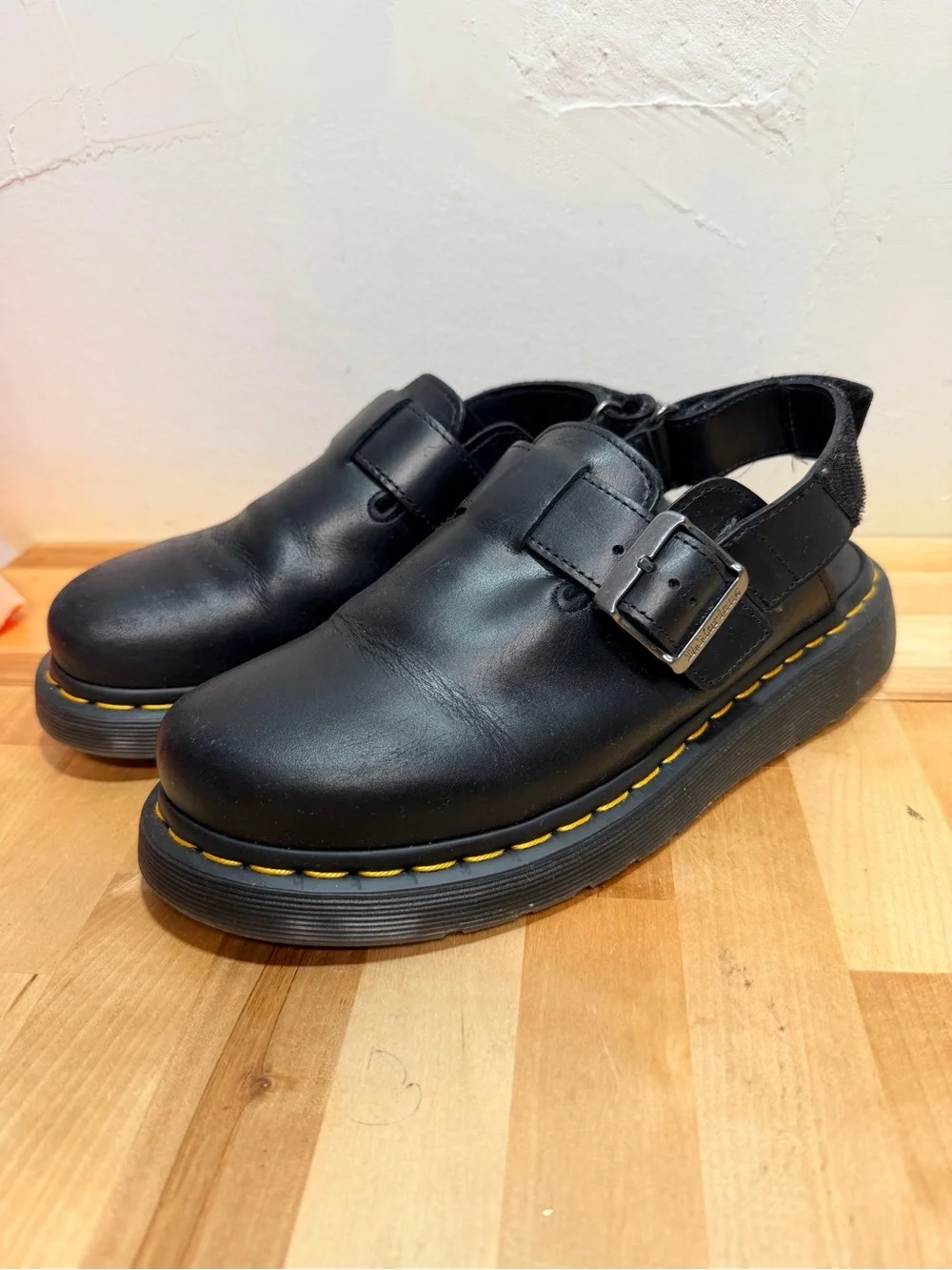 Dr. Martens Black Leather Buckle Clog Slingback - Jorge II